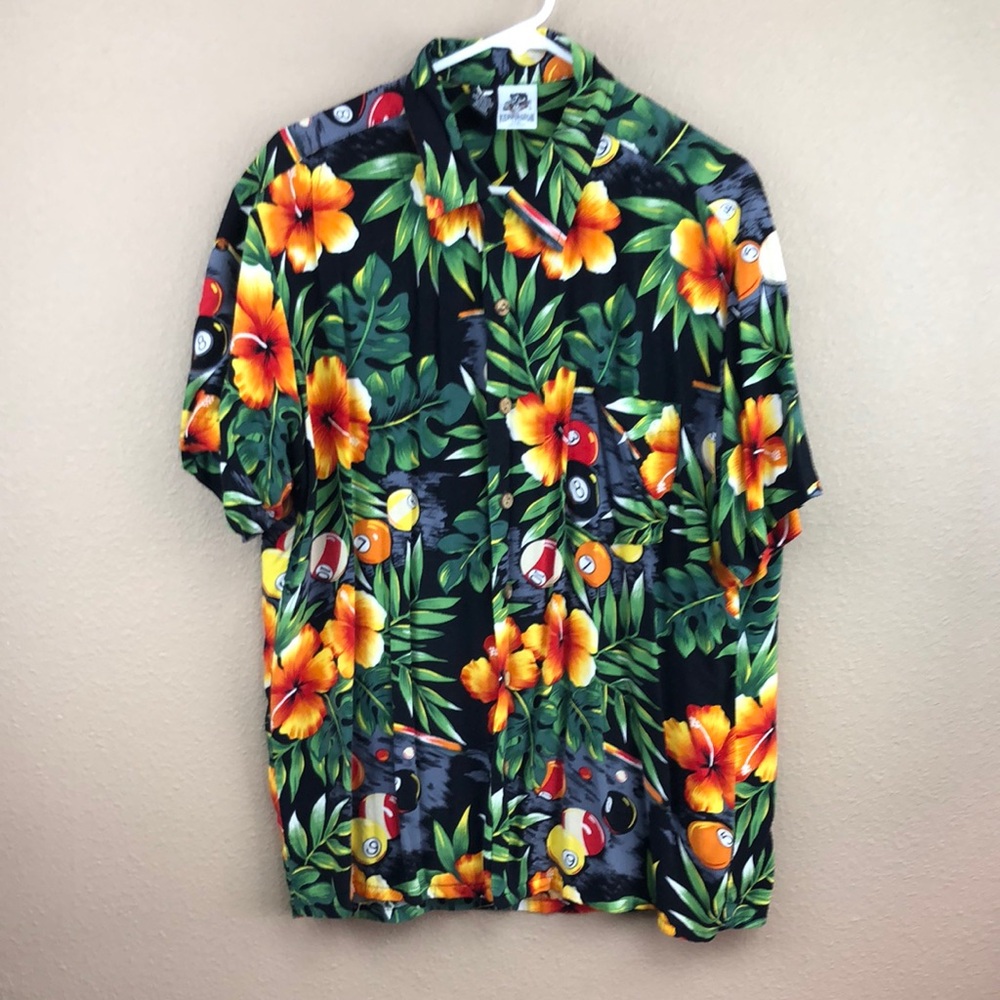 Vibrant Orange and Green Casual Button Down Shirt with Tropical Flair